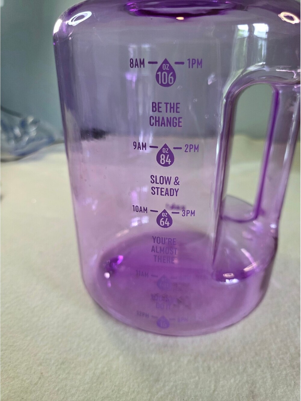 Zak Designs 128 oz 1 Gallon Purple Motivational Water Bottle Jug New